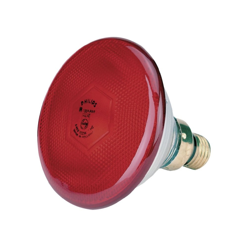 Ampoule 100W rouge pour chauffage infrarouge.