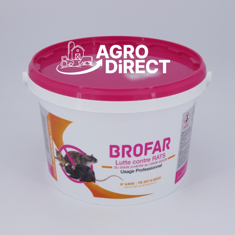 Brofar raticide - 5kg contre rats gris et rats noirs Agro Direct