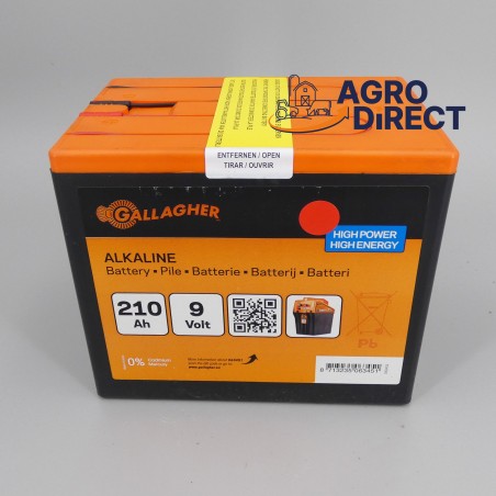 Pile alcaline 9 Volts - 210 Ah-  PowerPack Gallagher