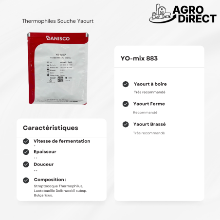 Ferment thermophile Yomix 883 en 50 DCU pour yaourt | Agro direct